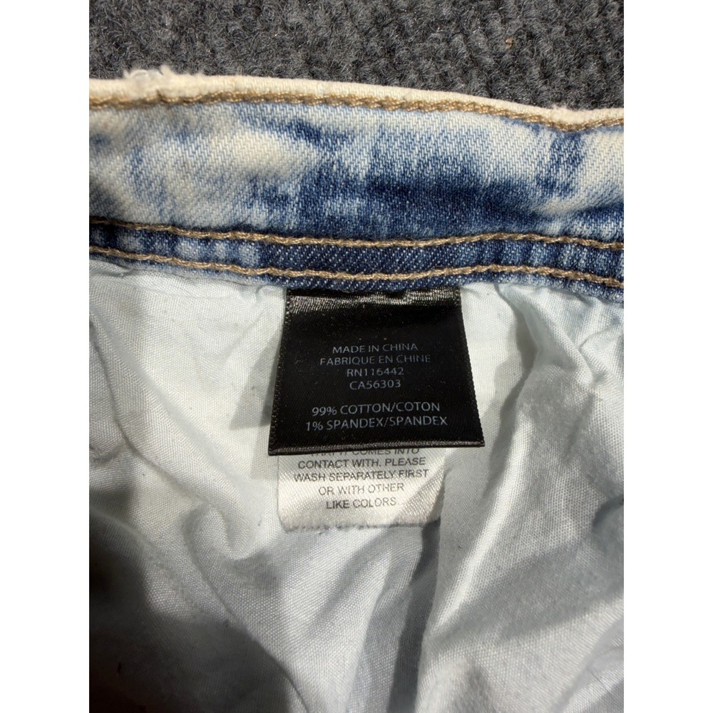 Rogue Mens‎ 30W Skinny Jeans Light Acid Wash Tattoo Graphic Distressed Punk Rock - Picture 3 of 8
